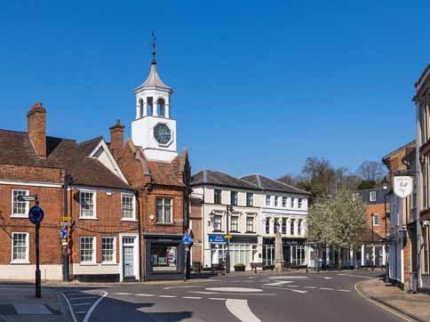 Ampthill high street and clock tower Ampthill high street and clock tower