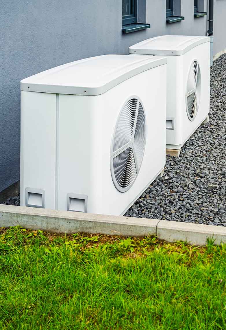 Two air source heat pumps